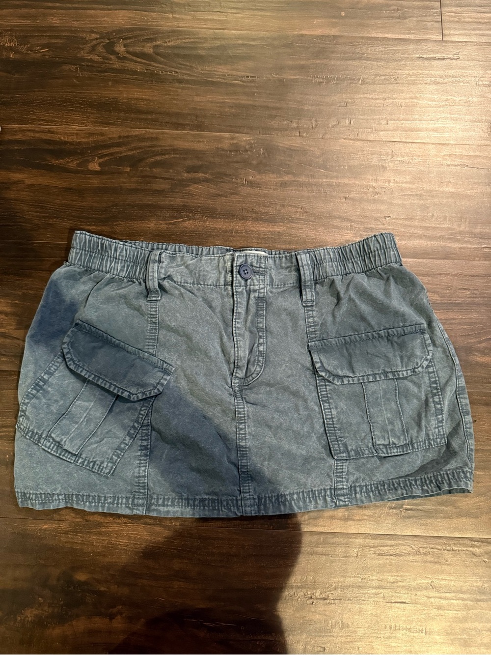 BDG Washed Navy Utility Cargo Mini Shorts